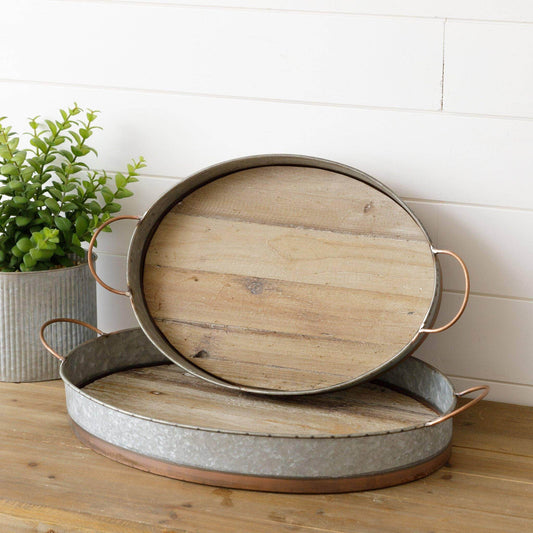 Trays - Copper and Galvanized Metal (SET OF 2) - Songbird Gifts