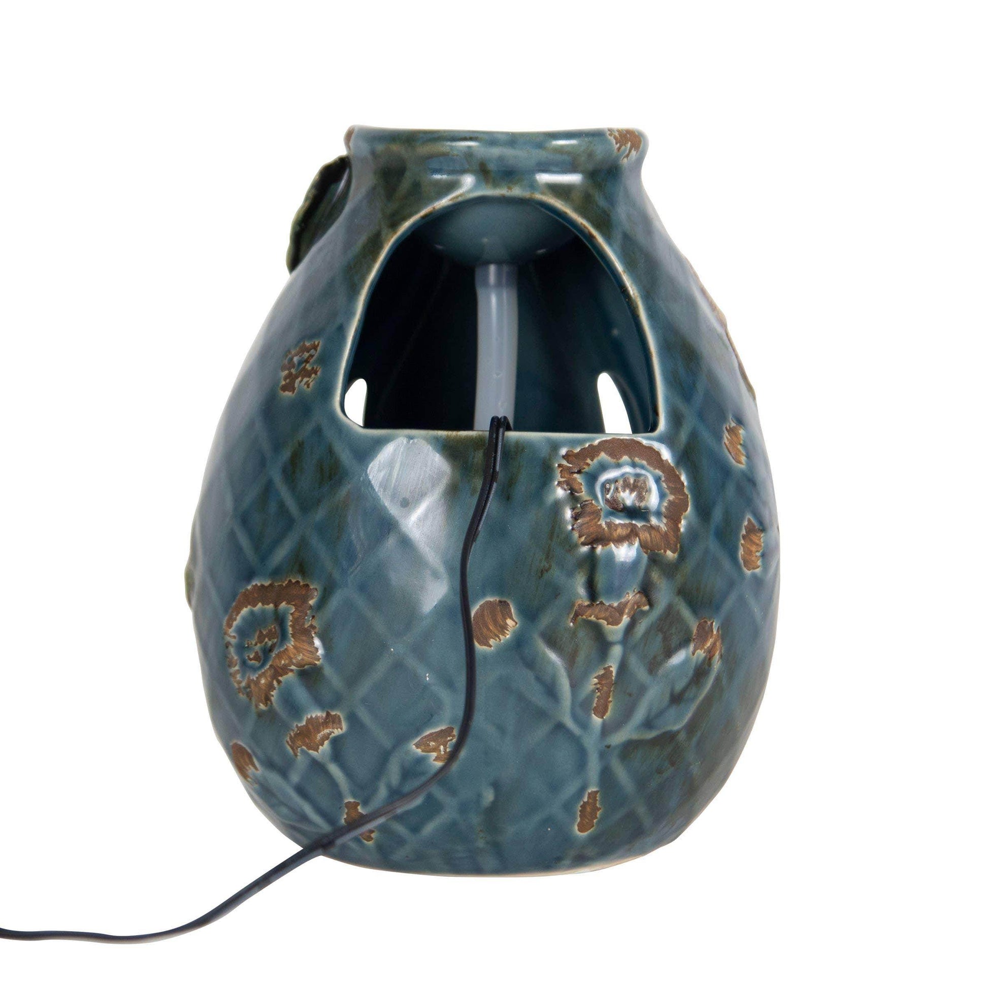 Verdigris Hummingbird Blue Garden Water Fountain with Pump - Songbird Gifts