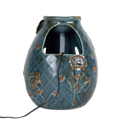 Verdigris Hummingbird Blue Garden Water Fountain with Pump - Songbird Gifts