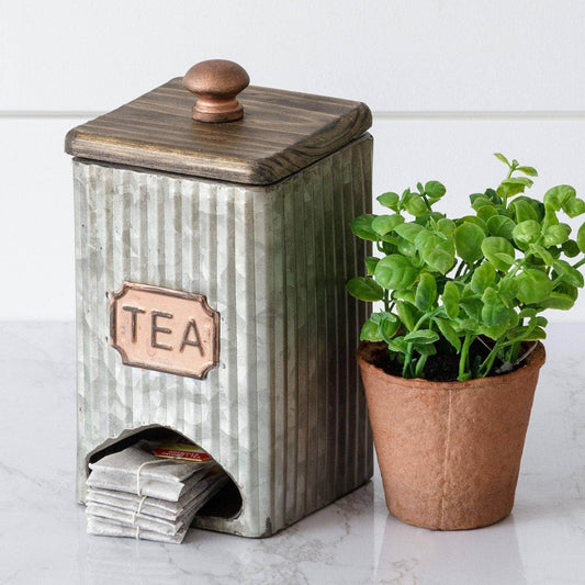 Tea Bag Holder - Corrugated Metal (PC) - Songbird Gifts