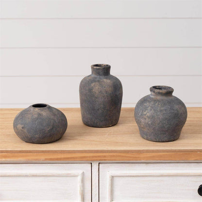 Black Distress Bud Vases (Set Of 03) - Songbird Gifts