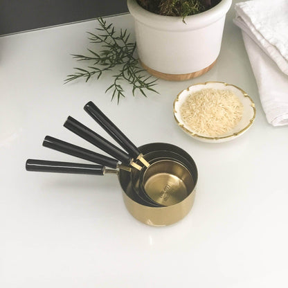 Gold & Black Enamel Handle Measuring Cups S/4 - Songbird Gifts