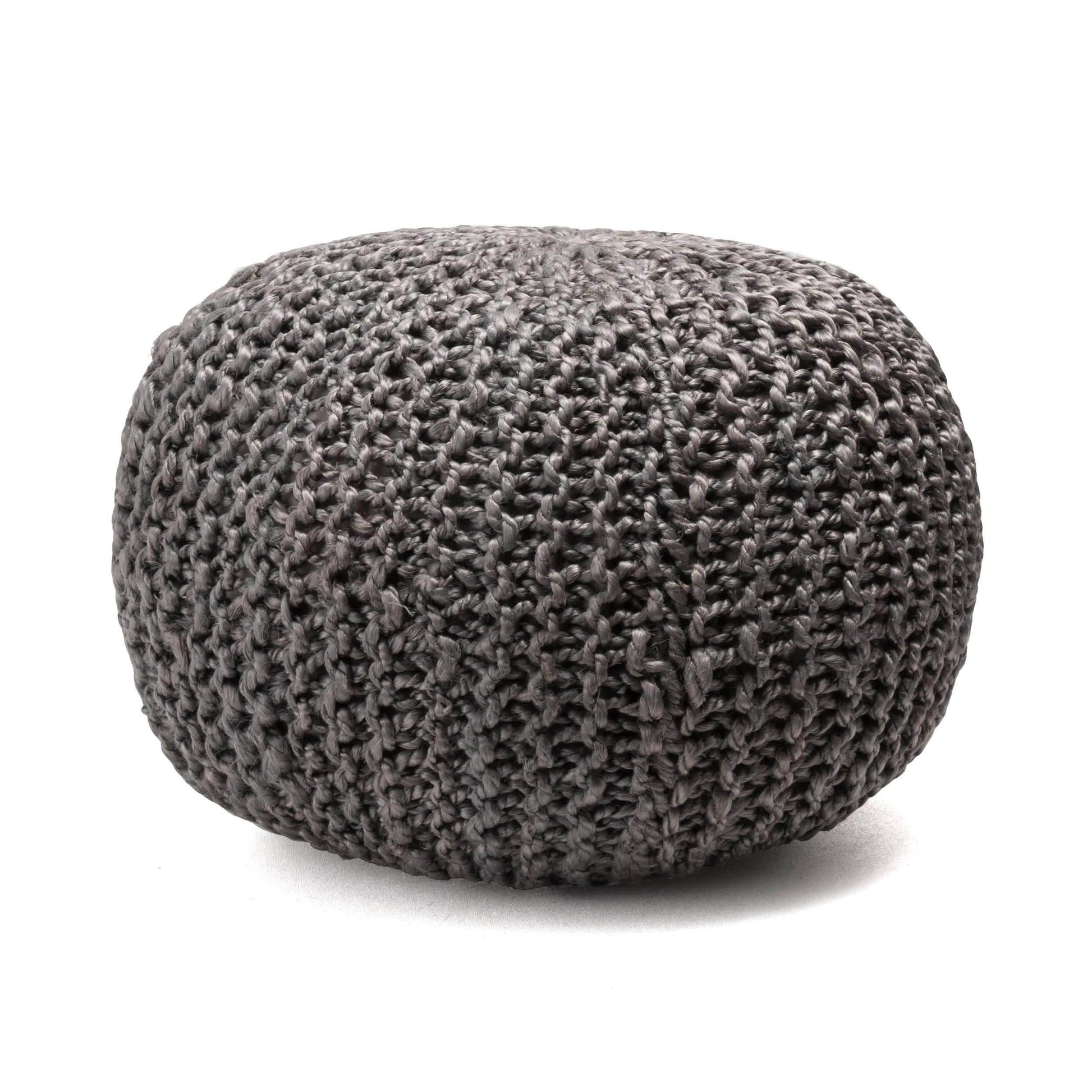 York Classic Knitted Solid Jute Filled Ottoman Pouf - Songbird Gifts