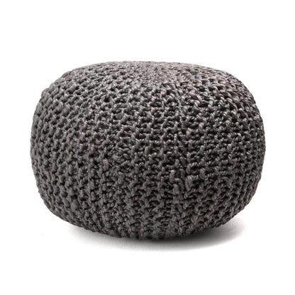York Classic Knitted Solid Jute Filled Ottoman Pouf - Songbird Gifts