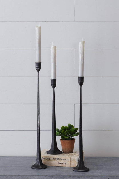 Hand Forged Metal Candle Holders (Set Of 03) - Songbird Gifts