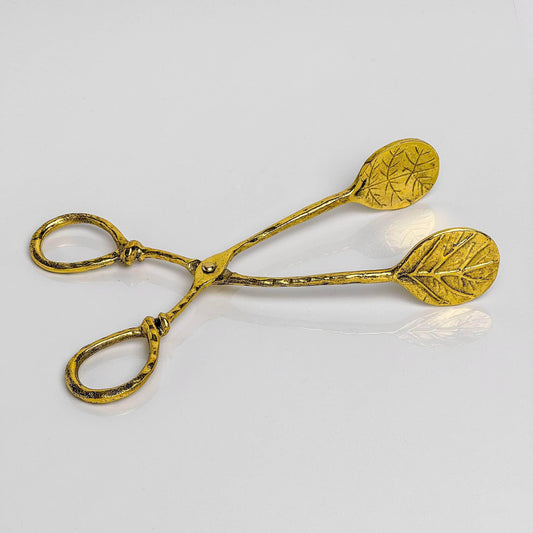 Vintage-Style Brass Leaf Serving Tongs - Songbird Gifts