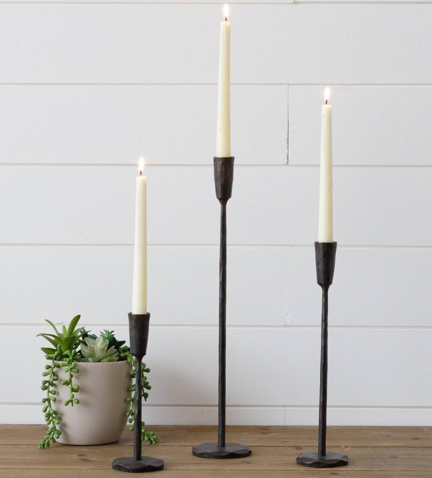 Candle Holders - Black Iron (Set Of 03) - Songbird Gifts