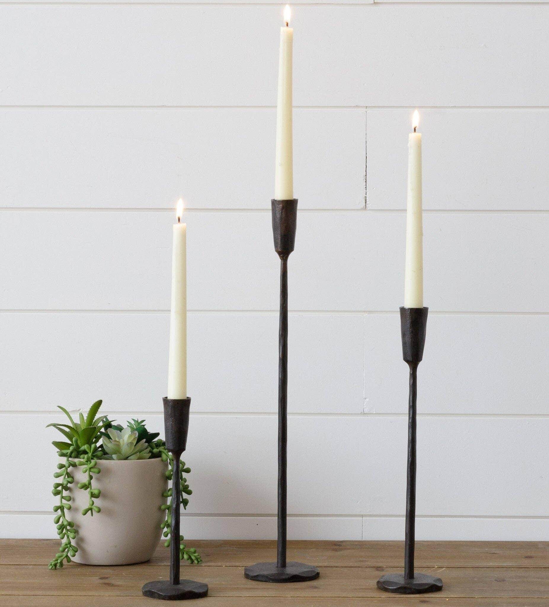 Candle Holders - Black Iron (Set Of 03) - Songbird Gifts