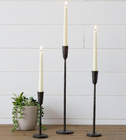 Candle Holders - Black Iron (Set Of 03) - Songbird Gifts