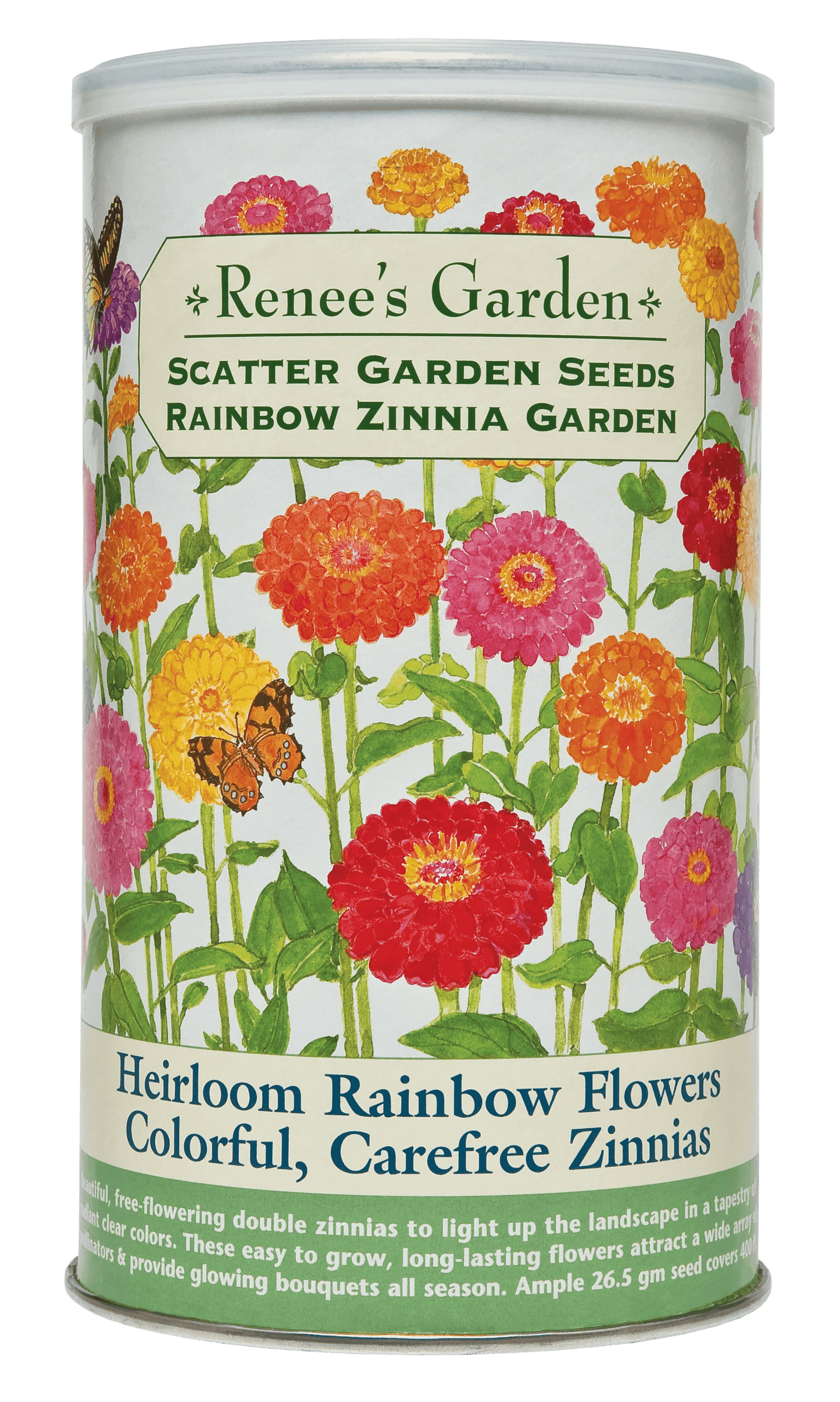Zinnia Rainbow Scatter Can - Renee's Garden - Songbird Gifts