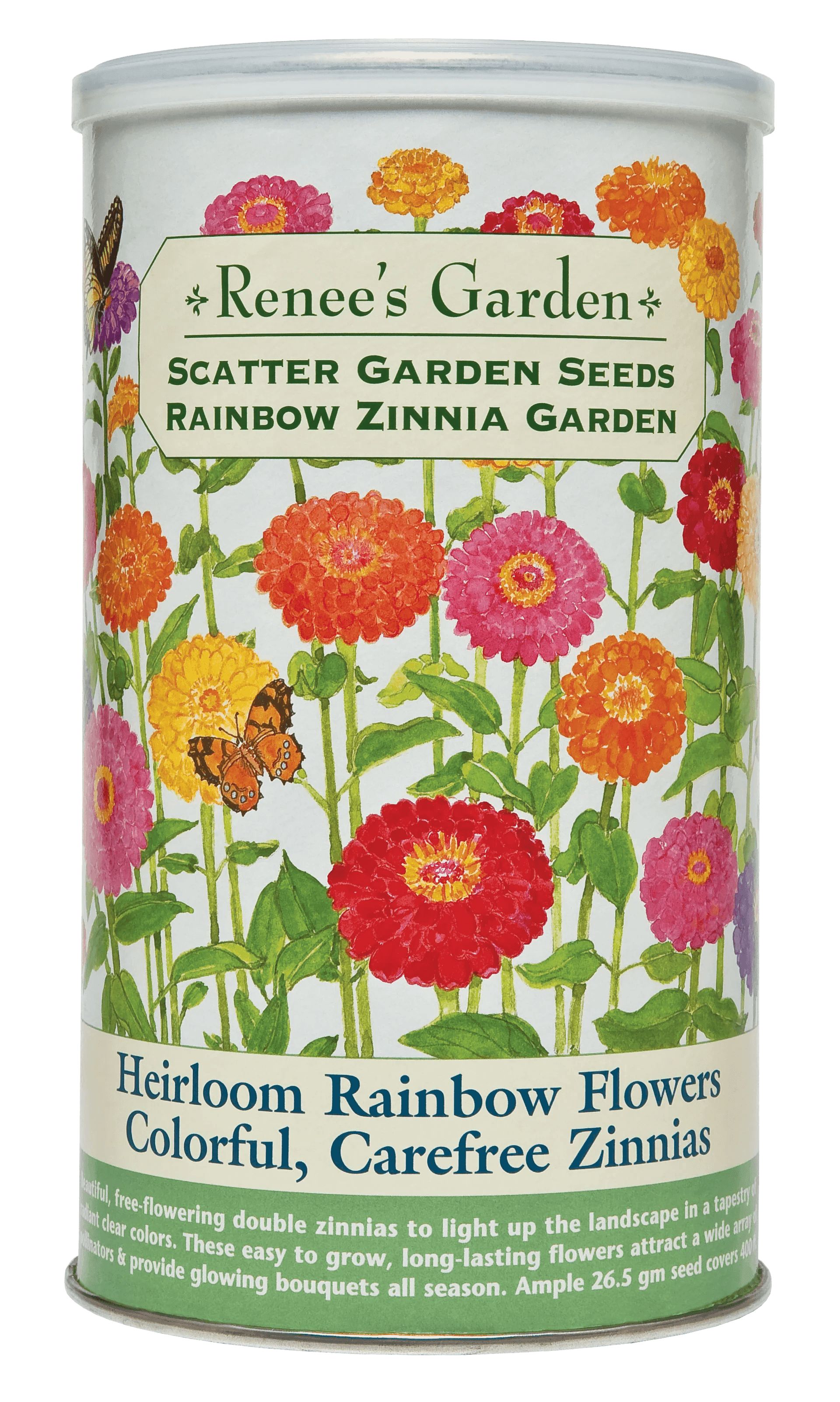 Zinnia Rainbow Scatter Can - Renee's Garden - Songbird Gifts