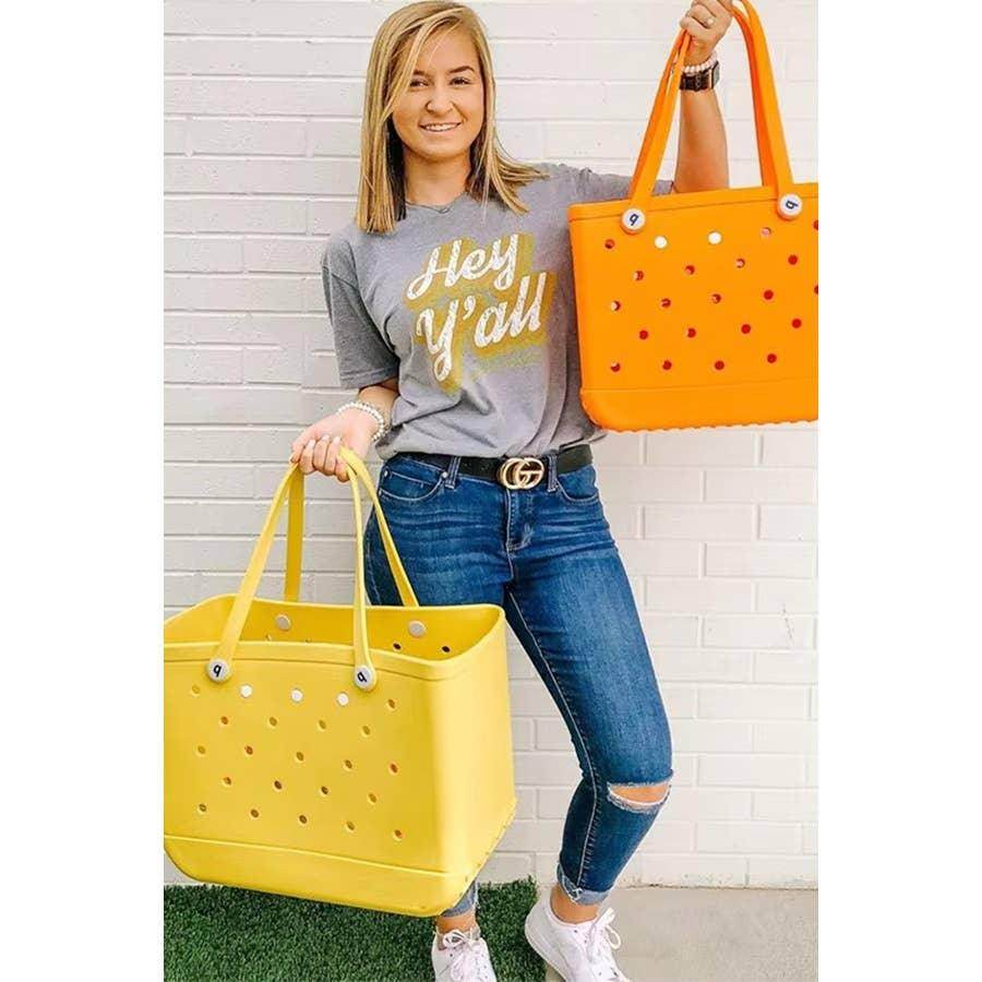 Summer Rubber Tote Solid Color Jelly Beach Bags - Songbird Gifts