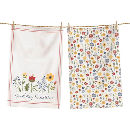 Tea Towels - Good Day Sunshine, Floral Pattern - Songbird Gifts