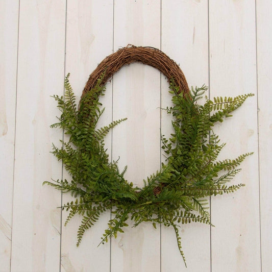 Wreath - Oval Twig Base, Mixed Ferns (PC) - Songbird Gifts