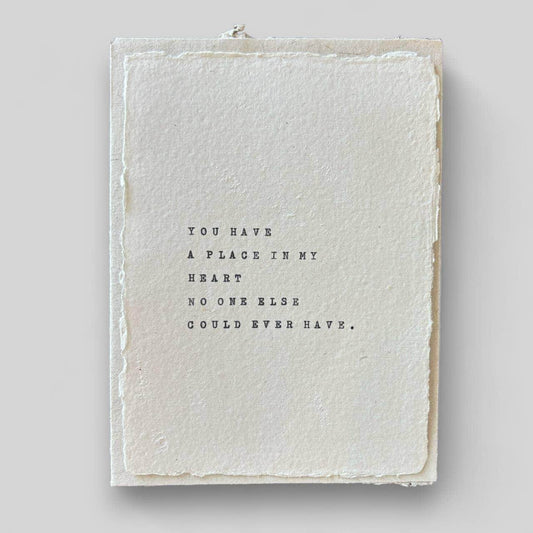 Handmade typewritten friend card - Songbird Gifts