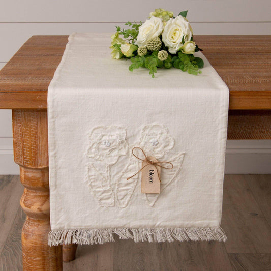 Table Runner - Raggedy Flowers With Fabric Tag (PC) - Songbird Gifts