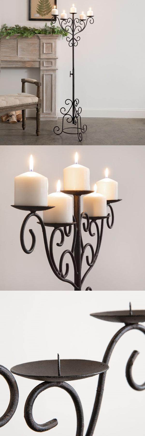 Elegant American Vintage Lighting Antique Silver 5-Headed Candelabra - Songbird Gifts