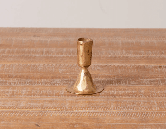 Gold Toned Hammered Candle Holder - Songbird Gifts