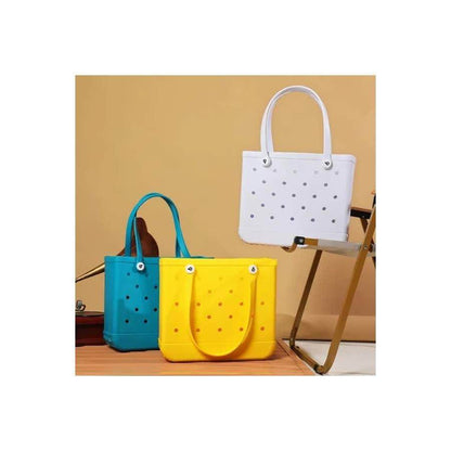 Summer Rubber Tote Solid Color Jelly Beach Bags - Songbird Gifts