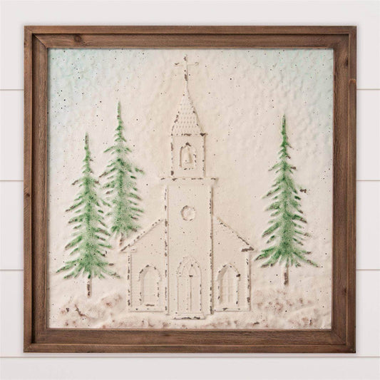 Wall Art - Embossed Church In Forest (PC) - Songbird Gifts