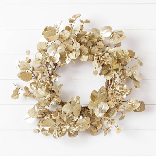 Wreath - Shiny And Shimmer Gold Eucalyptus (PC) - Songbird Gifts