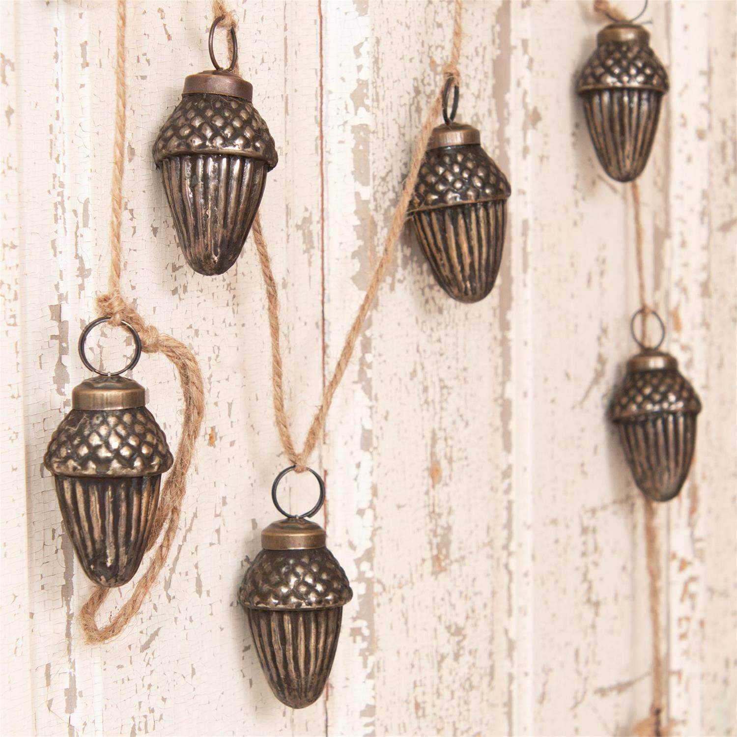 Garland - Antiqued Glass Acorns (PC) - Songbird Gifts