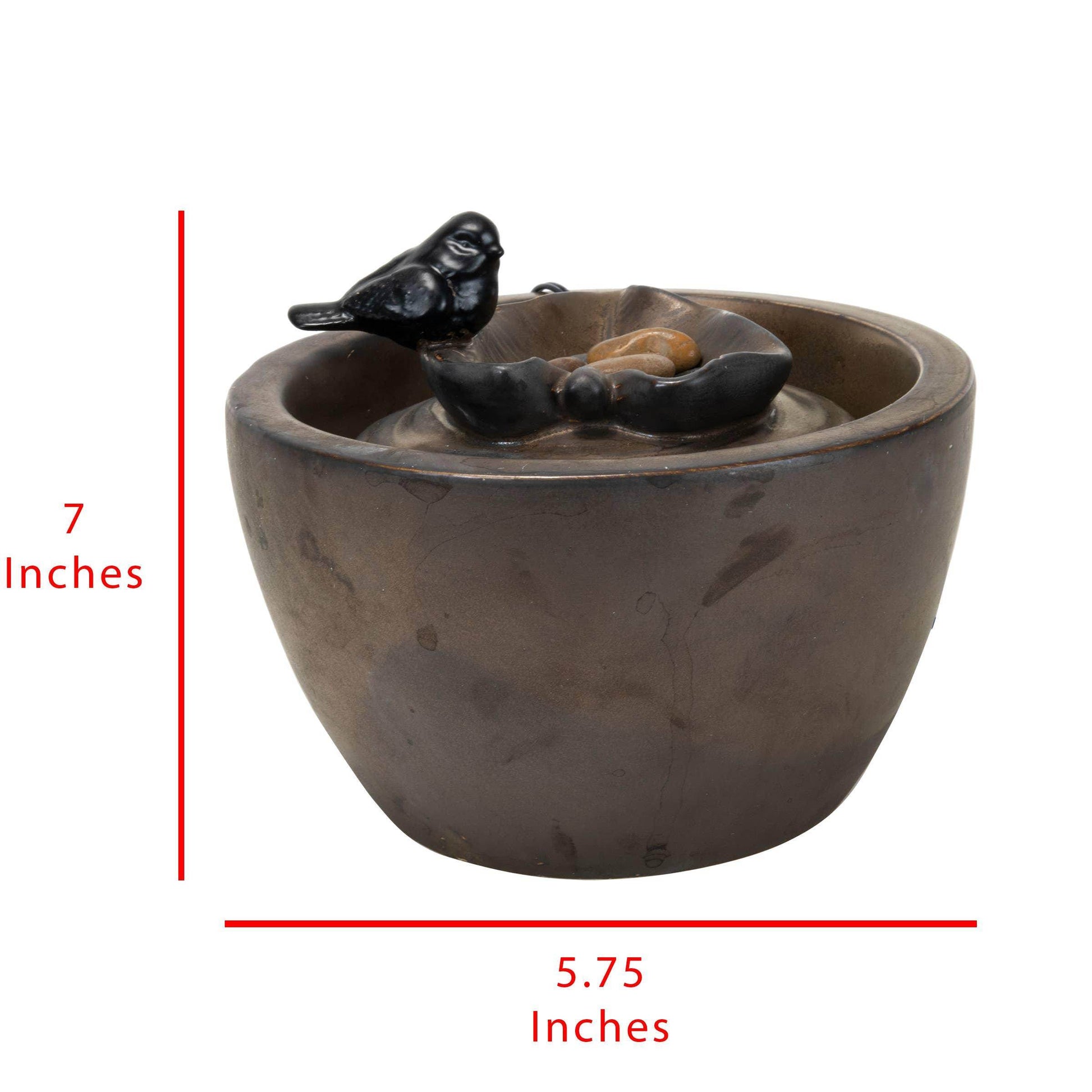 Bronze Bird on Leaf Garden Water Fountain with Pump - Songbird Gifts