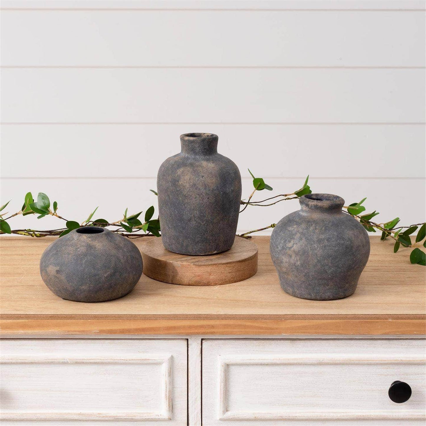 Black Distress Bud Vases (Set Of 03) - Songbird Gifts