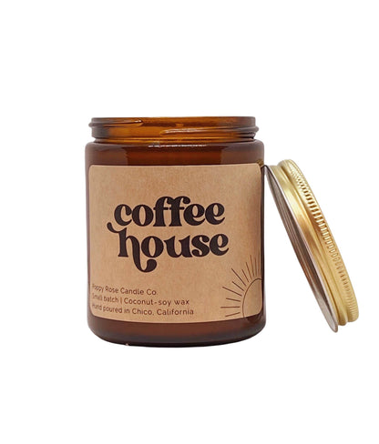 Coffee House 8 oz coconut wax amber jar candle - Songbird Gifts