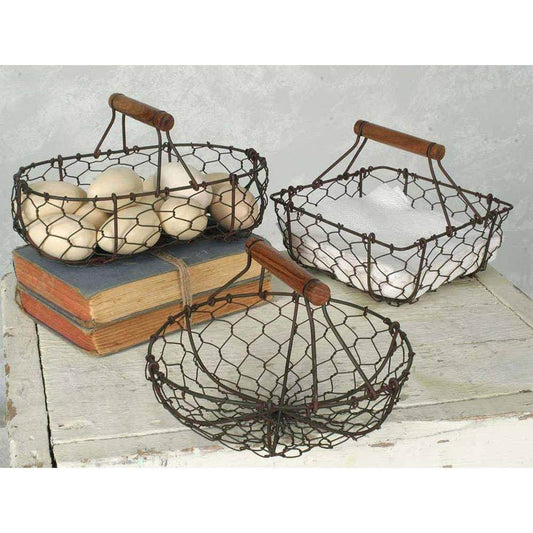 Set of Three Chicken Wire Baskets - Songbird Gifts