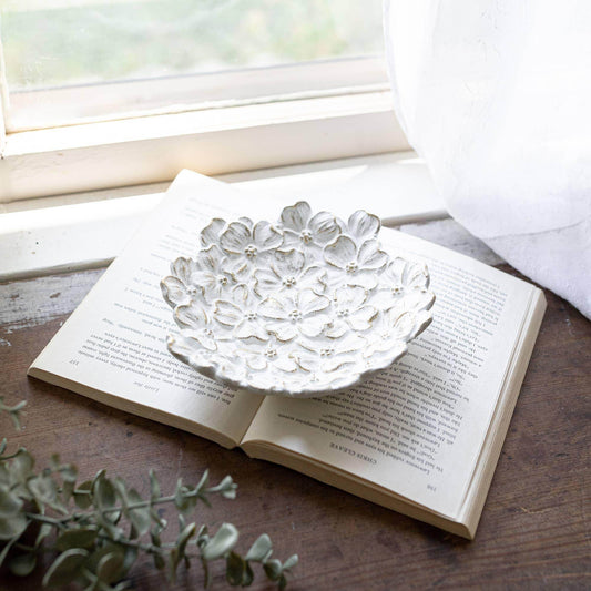 Mae Floral Trinket Dish White - Songbird Gifts