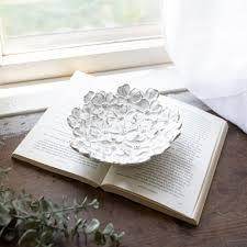 MAE FLORAL TRINKET DISH WHITE - Songbird Gifts