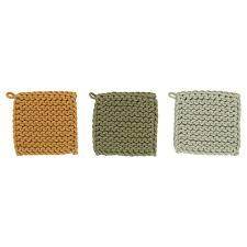 Cotton Crocheted Pot Holder (Dark Green) - Songbird Gifts
