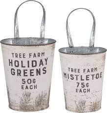 Rustic Wall Buckets, Tree Farm Holiday Greens - Songbird Gifts