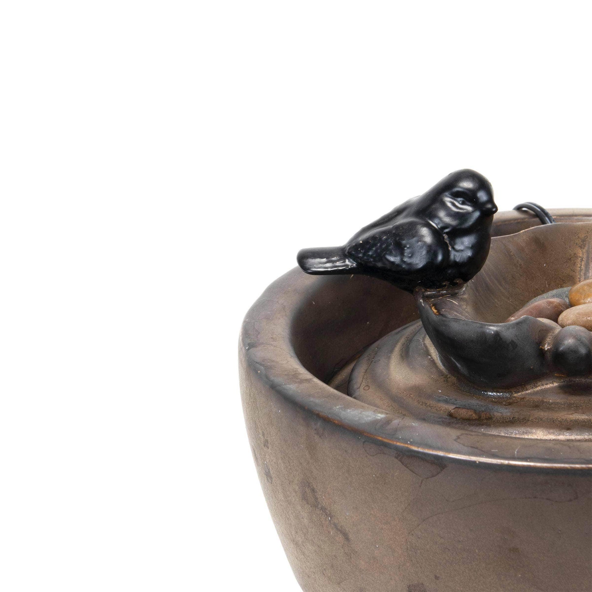 Bronze Bird on Leaf Garden Water Fountain with Pump - Songbird Gifts