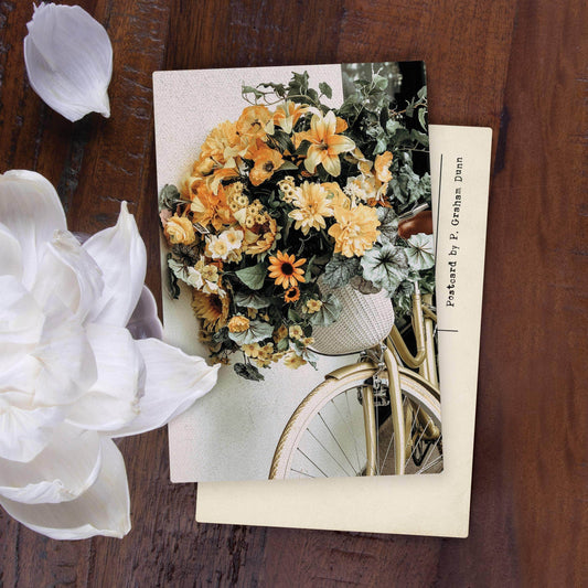 Bicycle With Flowers Wooden Postcard - Songbird Gifts